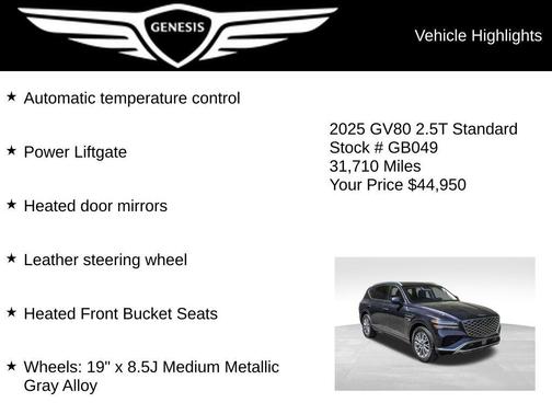 Capri Blue 2025 Genesis GV80 2.5T