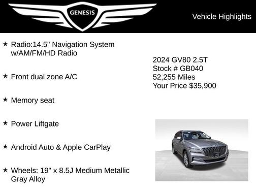 Savile Silver 2024 Genesis GV80 2.5T