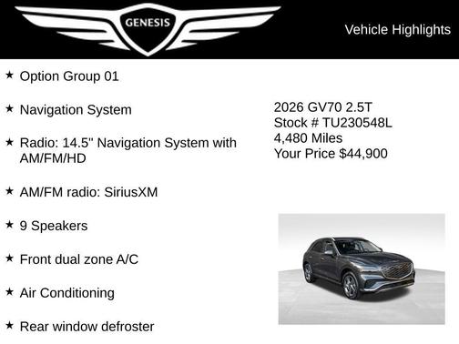 Makalu Gray 2026 Genesis GV70 2.5T