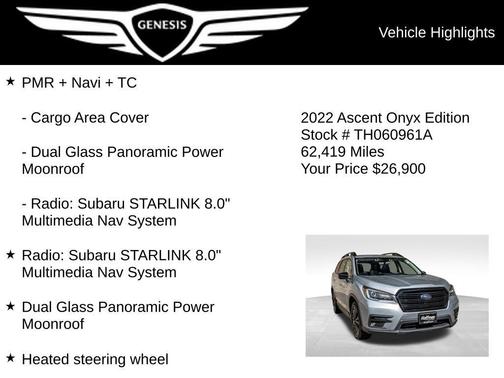 Ice Silver Metallic 2022 Subaru Ascent Onyx Edition