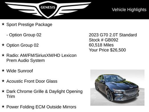 Vik Black 2023 Genesis G70 2.0T