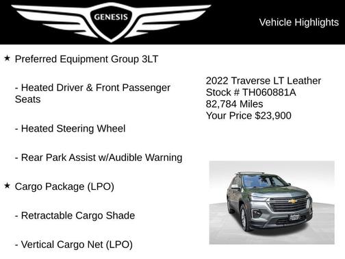 Silver Sage Metallic 2022 Chevrolet Traverse LT Leather