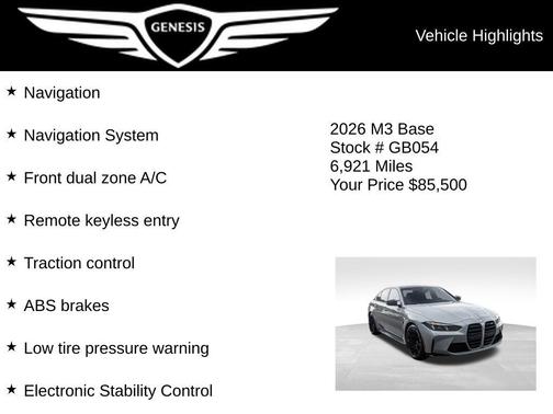 Gray Metallic 2026 BMW M3 Base