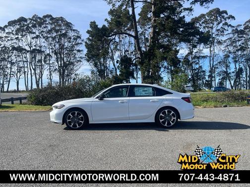 Platinum White Pearl 2026 Honda Civic Hybrid Sport Touring