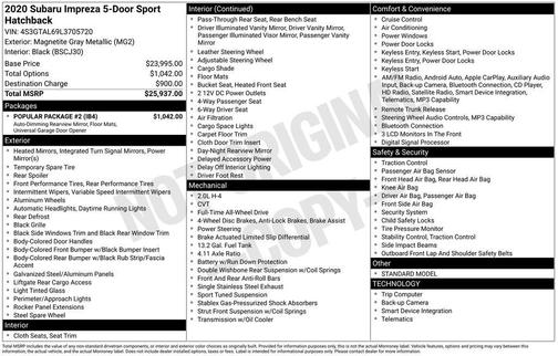 2020 Subaru Impreza Sport