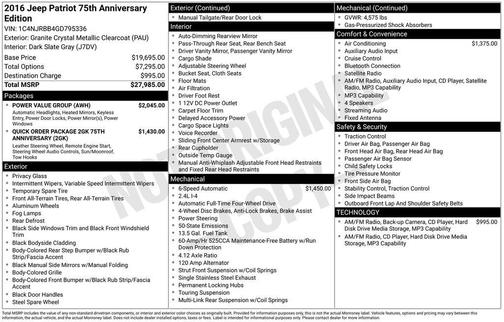 2016 Jeep Patriot Sport