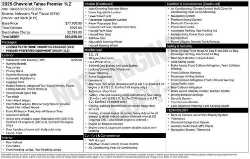 2025 Chevrolet Tahoe Premier