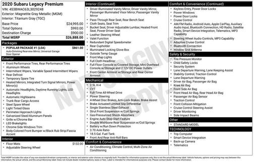 2020 Subaru Legacy Premium