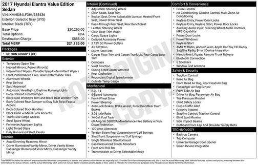 2017 Hyundai ELANTRA Value Edition
