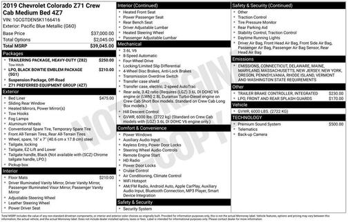 2019 Chevrolet Colorado Z71