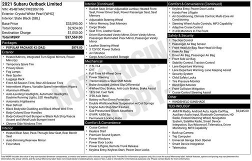 2021 Subaru Outback Limited