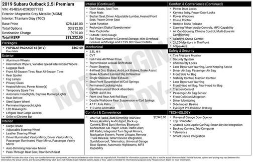 2019 Subaru Outback 2.5i Premium