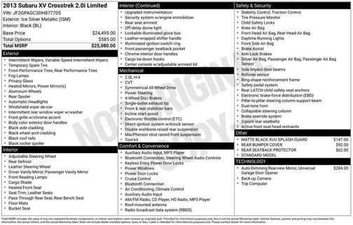 2013 Subaru XV Crosstrek 2.0i Limited