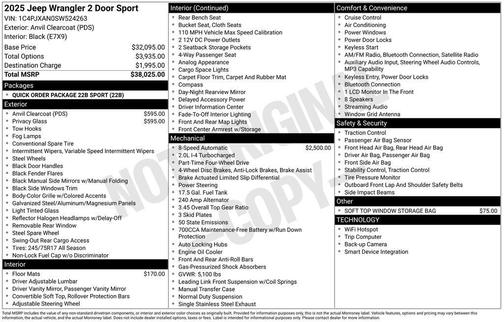 2025 Jeep Wrangler Sport