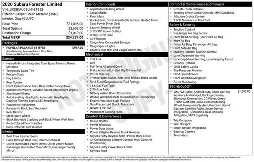 2020 Subaru Forester Limited