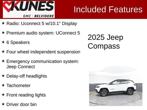 Bright White Clearcoat 2025 Jeep Compass Trailhawk