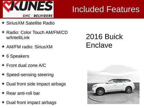 White Frost Tricoat 2016 Buick Enclave Leather