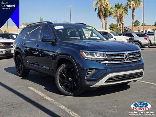 Tourmaline Blue Metallic 2022 Volkswagen Atlas 2.0T SE w/Technology 4MOTION
