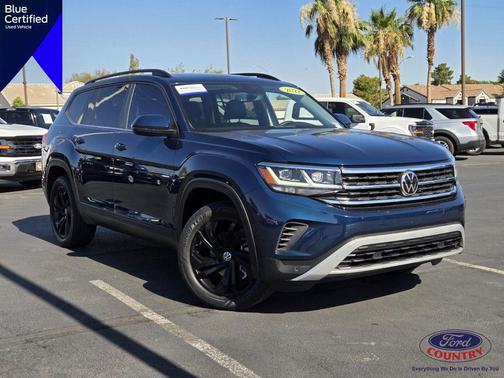 Tourmaline Blue Metallic 2022 Volkswagen Atlas 2.0T SE w/Technology 4MOTION