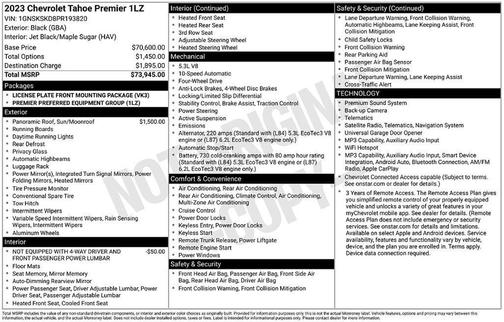 Black 2023 Chevrolet Tahoe Premier