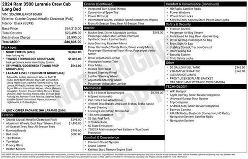 Granite Crystal Metallic Clearcoat 2024 RAM 3500 Laramie Crew Cab 4x4 8' Box