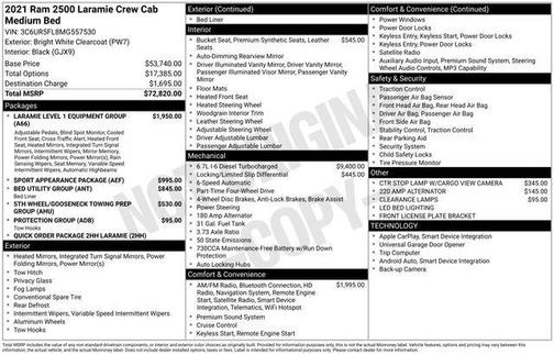 Bright White Clearcoat 2021 RAM 2500 Laramie Crew Cab 4x4 6'4' Box