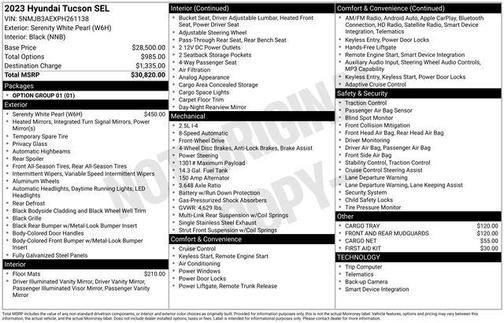 Serenity White Pearl 2023 Hyundai TUCSON SEL