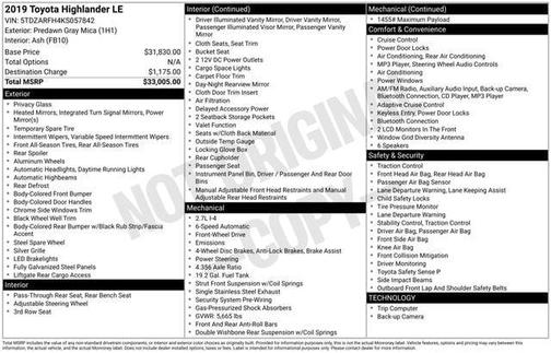 Predawn Gray Mica 2019 Toyota Highlander LE I4