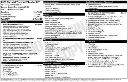 Sterling Gray 2023 Chevrolet Traverse LT Leather