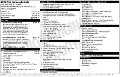 Diamond Black Crystal Pearlcoat 2022 Jeep Compass Latitude