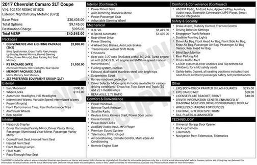 2017 Chevrolet Camaro 2LT