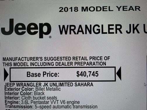 2018 Jeep Wrangler JK Unlimited Sahara