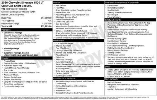 Sterling Gray Metallic 2026 Chevrolet Silverado 1500 LT