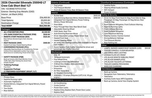 Sterling Gray Metallic 2026 Chevrolet Silverado 2500 LT