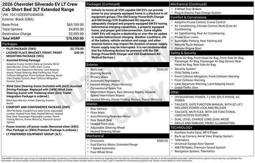 2026 Chevrolet Silverado EV LT - Extended Range 4WD