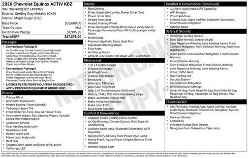 Sterling Gray Metallic 2026 Chevrolet Equinox AWD ACTIV