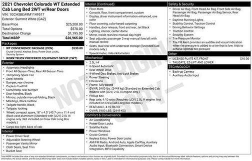 Summit White 2021 Chevrolet Colorado WT