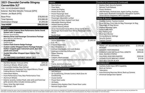Red Mist Metallic Tintcoat 2021 Chevrolet Corvette Stingray w/3LT
