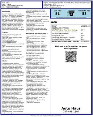 Supersonic Red 2019 Toyota Camry Hybrid LE