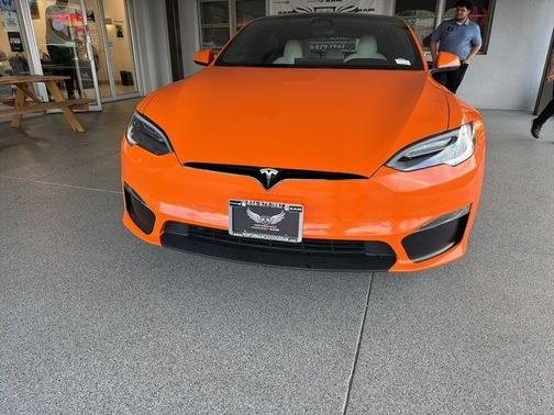 Orange 2021 Tesla Model S Plaid