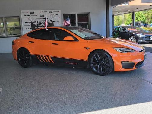 Orange 2021 Tesla Model S Plaid
