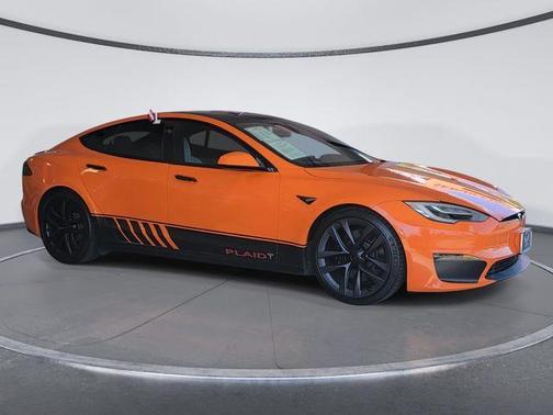 Orange 2021 Tesla Model S Plaid