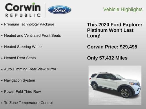 STAR WHITE MET TRI-COAT 2020 Ford Explorer Platinum