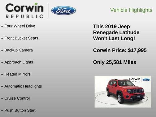 Colorado Red Clearcoat 2019 Jeep Renegade Latitude