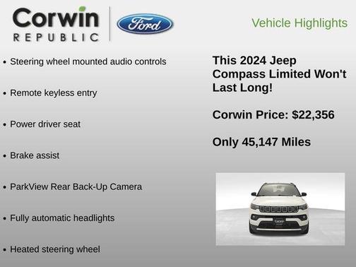 Bright White Clearcoat 2024 Jeep Compass Limited