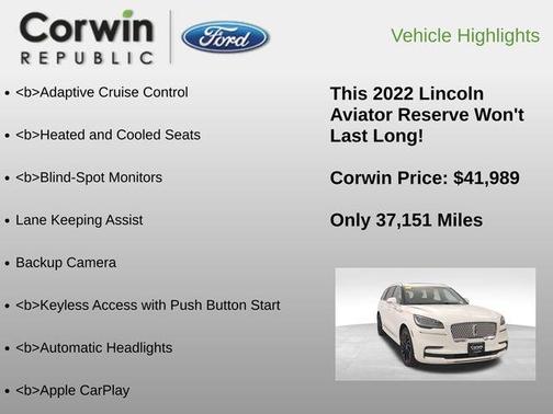2022 Lincoln Aviator Reserve AWD