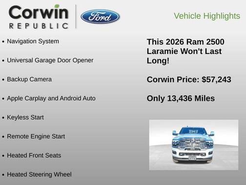 Silver Zynith 2026 RAM 2500 Laramie Crew Cab 4x4 6'4' Box