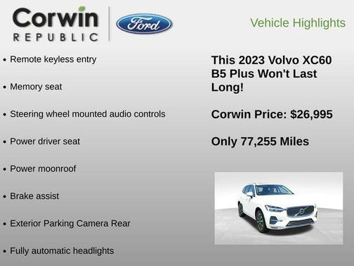 Crystal White Metallic 2023 Volvo XC60 B5 Plus Bright Theme