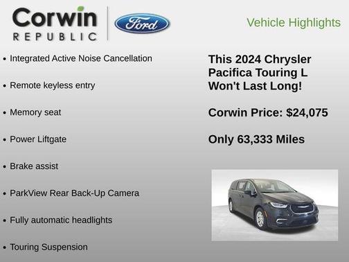 Diamond Black Crystal Pearlcoat 2024 Chrysler Pacifica Touring L