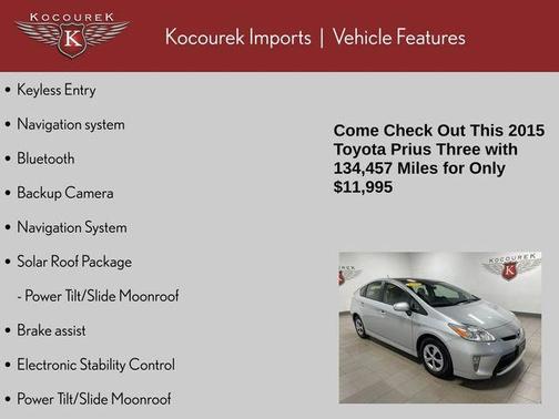 Classic Silver Metallic 2015 Toyota Prius Three